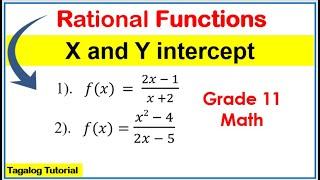 Math 11 X and y intercepts of Rational Function #grade11 #genmath #rationalfunction #intercepts