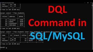 DQL Command in SQL/MySQL | What is DQL Command | Different Types of Select Commands in SQL/MySQL