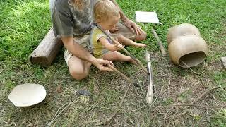 Primitive Backpack-  Made with all stone and wood tools, Tropical survival skills