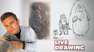 Futuristic Blues Musician - Fisherman landed a BIG catch - Live Drawing