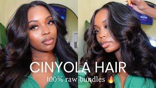 NATURAL QUICK WEAVE WITH LEAVE-OUT + 4 RAW BUNDLES * |Cinyola Hair