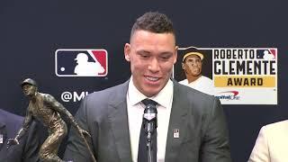 Aaron Judge after winning the Roberto Clemente Award