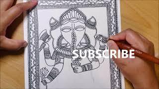 Madhubani Painting of Ganesha II Mithila Painting of Ganesha II Tutorial for Beginners in Hindi II