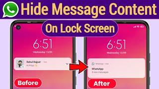 How To Hide WhatsApp Message Content On Lock Screen | WhatsApp Ke Message Screen Par Na Dikhe