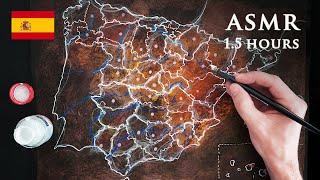 ASMR Drawing Map of Spain | Dip Pen | 1.5 Hours