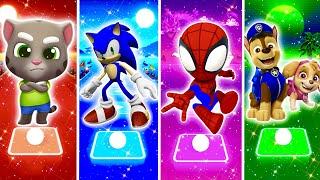 Talking Tom  Sonic Prime  Marvel’s Spidey  PAW Patrol | Tiles Hop EDM Rush | Who Is Best?