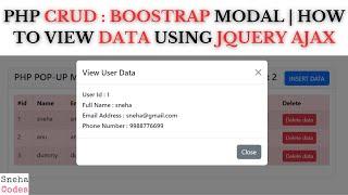 PHP CRUD-3:(Bootstrap pop-up modal) - How to view data using JQUERY AJAX