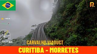 Rainy Cab Ride Curitiba - Morretes (Serra Verde Express, Brazil) - train driver's view in 4K