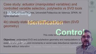 Controlled/manipulated variable selection: partial disturbance rejection, SVD (6)