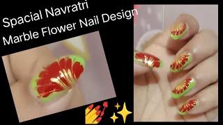 Spacial Navratri Marble NailDesign at home # Marble Nailart for Beginners #youtube