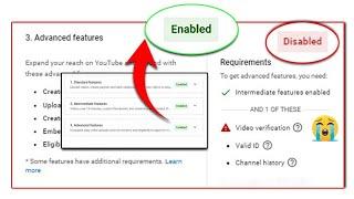 Youtube advanced features |Youtube advanced features disabled | 2nd video verification unsuccessful
