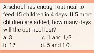 Inverse Proportion: If 5 more children are added, how many days will the oatmeal last?
