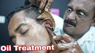 Gua Sha Treatment By Big Eyes Barber | ASMR Oil Massage Therapy | Neck Cracking And Ear Cracking