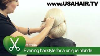 Evening hairstyle for a unique blonde. parikmaxer TV USA