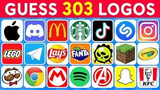 Guess the Logo in 1 Seconds  303 Famous Logos | Logo Quiz 2025