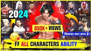 AtoZ All characters ability 2024 | Free fire all characters ability full details| AR ROWDY 99 