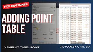 Adding Point Table | Tutorial Civil 3D