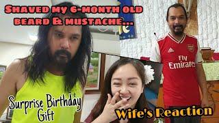 Shaved my 6-Month Old Beard and Mustache Surprise Birthday Gift to my Wife | Find Out Her Reaction
