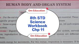 8th STD Science Workbook Chp 11 Human Body And Organ System @omeducation8606