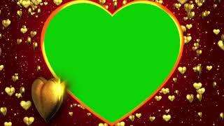 LOVE|wedding frame green screen video|golden heart