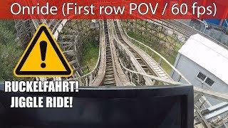 Movie Park Germany - The Bandit - Wooden coaster - Onride (Front Row POV / 60 fps) [Jiggle ride!]