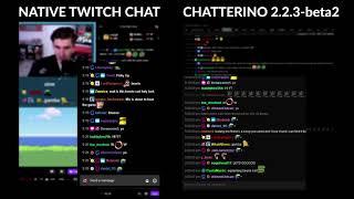 How delayed native Twitch chat is compared to Chatterino