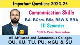 Communication Skills Important Questions 2024-25 Degree III Semester 3rd Sem Imp OU KU TU PU MGU SU