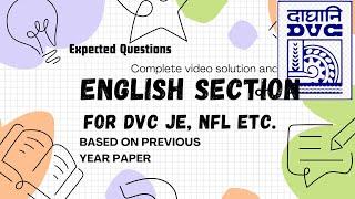 English Questions for DVC JE based on previous year