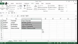 Excel: Split First Name and Last Name. Then, Re-connect them.