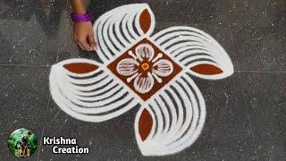 Maasi madham simple lotus rangoli | 5x1 dot easy padi kolam | pandaga muggulu | Beautiful rangoli