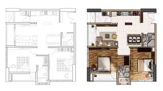 Rendering an architectural floor plan