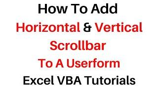 Add Show Scrollbar To A VBA Userform Excel