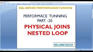 SQL Server Performance Tuning and Query Optimization | Physical Joins in sql | Nested loop joins