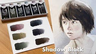 Boku Undo Shadow Black Watercolour (Unboxing + Swatches + Painting) Japanese 绘墨