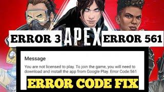 Apex Legends Mobile Error Code 561 and Error Code 3 Fix !!! #apexlegendsmobile #errorfix #apexerror