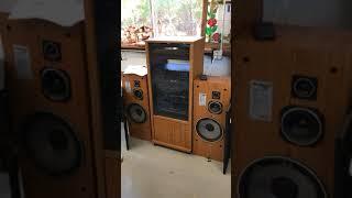 Lot 116:  Onkyo Stereo System in Cabinet, (2) Speakers, Stand at TexasBid.com