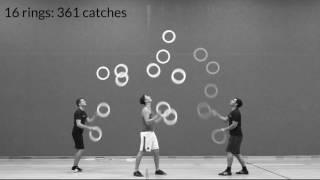 Breaking all trio juggling world records - rings & clubs passing