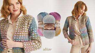 Crochet Spring Cardigan with Alize Angora Gold Batik