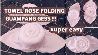 How to make a rose using towel | towel rose | towel folding | Bunga mawar dari handuk