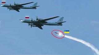 Scary moment! Two Russian TU-95 bombers It was hit in the middle of the plane by Ukrainian missile.