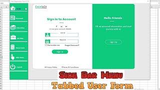 Sidebar Menu & Tabbed User Login/Registration Forms in Excel || Data Entry App with Multiple Section