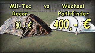 Zelt Vergleich, Wechsel Pathfinder vs. Mil-Tec Recon