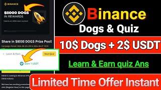 Binance New Doge Learn & Earn | Binance New Offer |Academy Games quiz Answers | Binance Instant