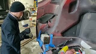 Volvo D13 hood latch fiberglass repair #fiberglass #bodywork #mechanic #trucking