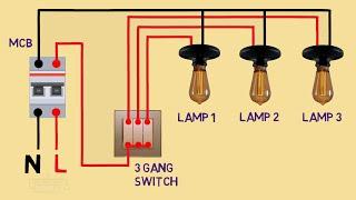 electrical house wiring 3 gang switch wiring diagram connection