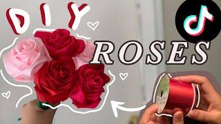 TIKTOK RIBBON ROSE FLOWER TUTORIAL ~ valentines day gift idea 