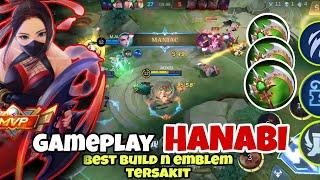 MANIAC!!! HANABI GAMEPLAY TERBARU || BEST BUILD END EMBLEM TRSAKIT HANABI~MLBB