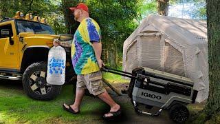 HUGE IGLOO 70qt TRAILMATE JOURNEY COOLER REVIEW UNBOXING SETUP CAMPING GLAMPING