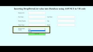 how to insert dropdownlist value in database in asp.net using vb code