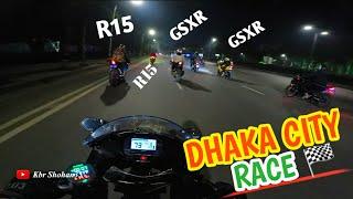 CRAZY CITY RIDE IN DHAKA || CLOSE CALL || FRIDAY BIKE RIDE WITH GSXR R15V3 4V SUZUKI SF